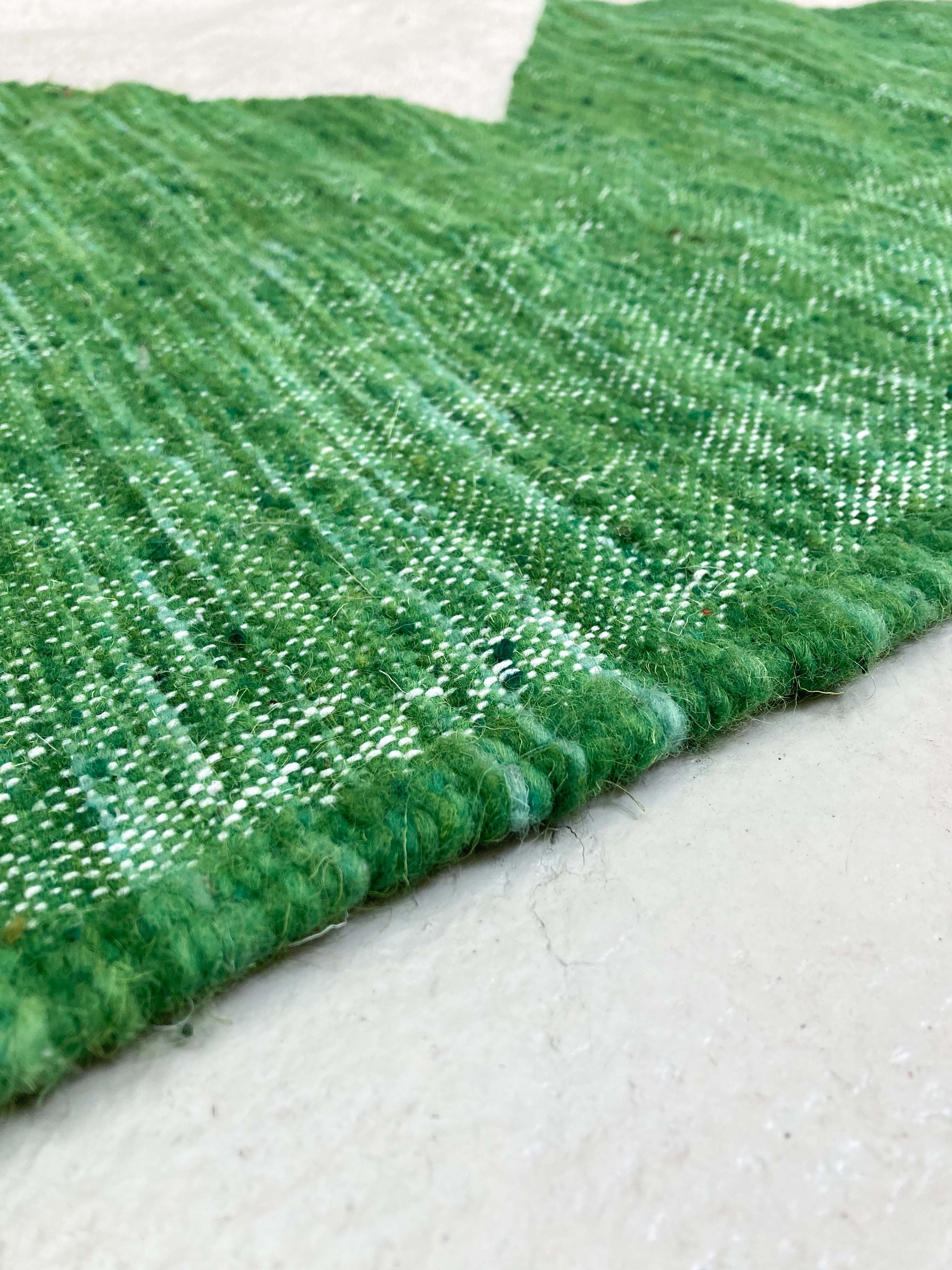 Kilim Moroccan Berber ecru with green patterns 250x142cm