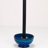 Mid-century candle holder Aldo Londi Bitossi Rimini Blue enamel, 1950s