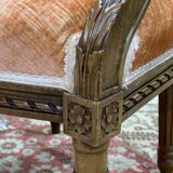 Pair of Louis XVI style armchairs in molded beech, work from the 1950s