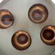 4 Vintage Lever Textured Amber Glass Bowls