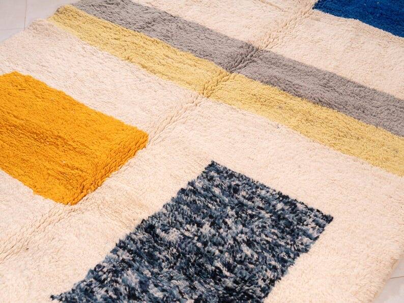 Berber wool rug with colourful patterns, size 150/250 cm.