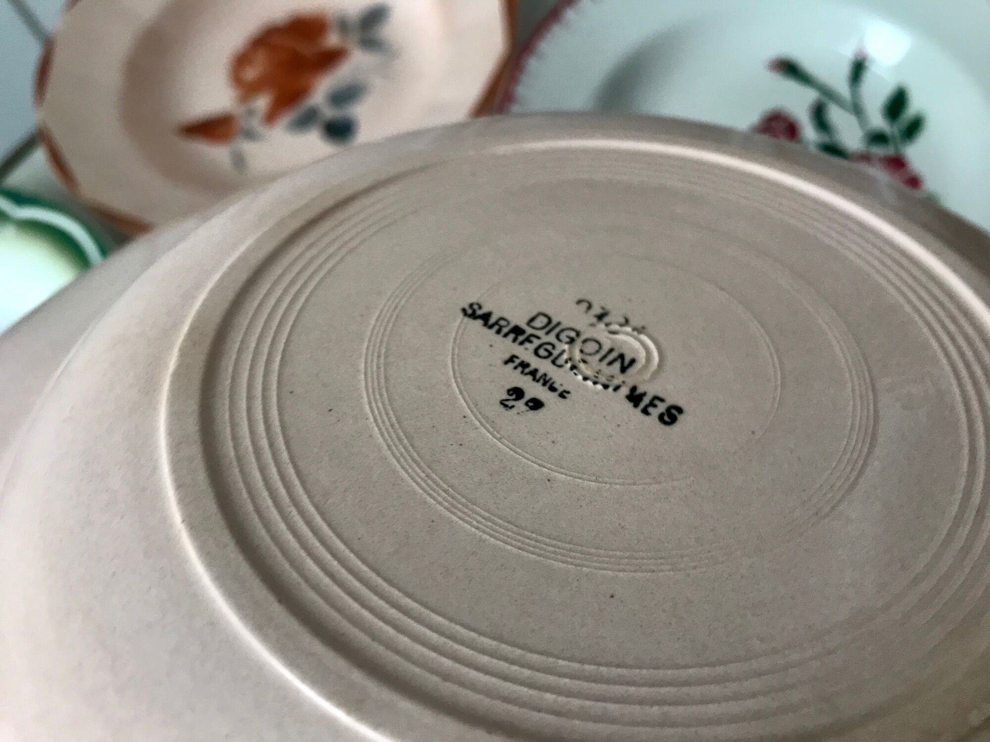 Set of 6 mismatched hollow plates Digoin Sarreguemines years 30-40
