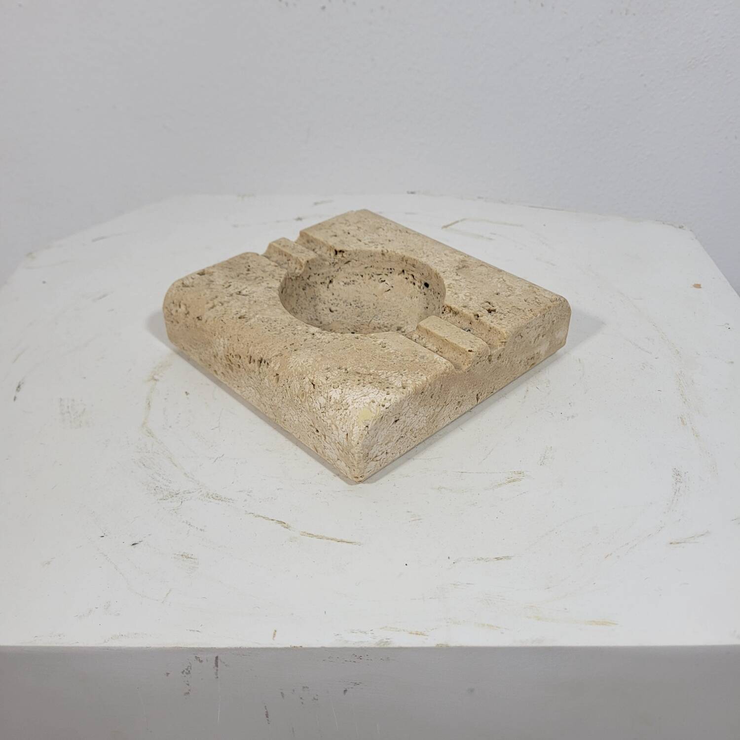 Large vintage travertine ashtray Fratelli Mannnelli Italy 1970s