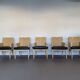 Chaises Donghia Block Island des années 1990 avec sièges en cuir d'origine. 5 x accoudoirs, 2 x sans par John Hutton.