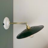 Vintage green enamelled sheet metal wall lamp shade - 1 -