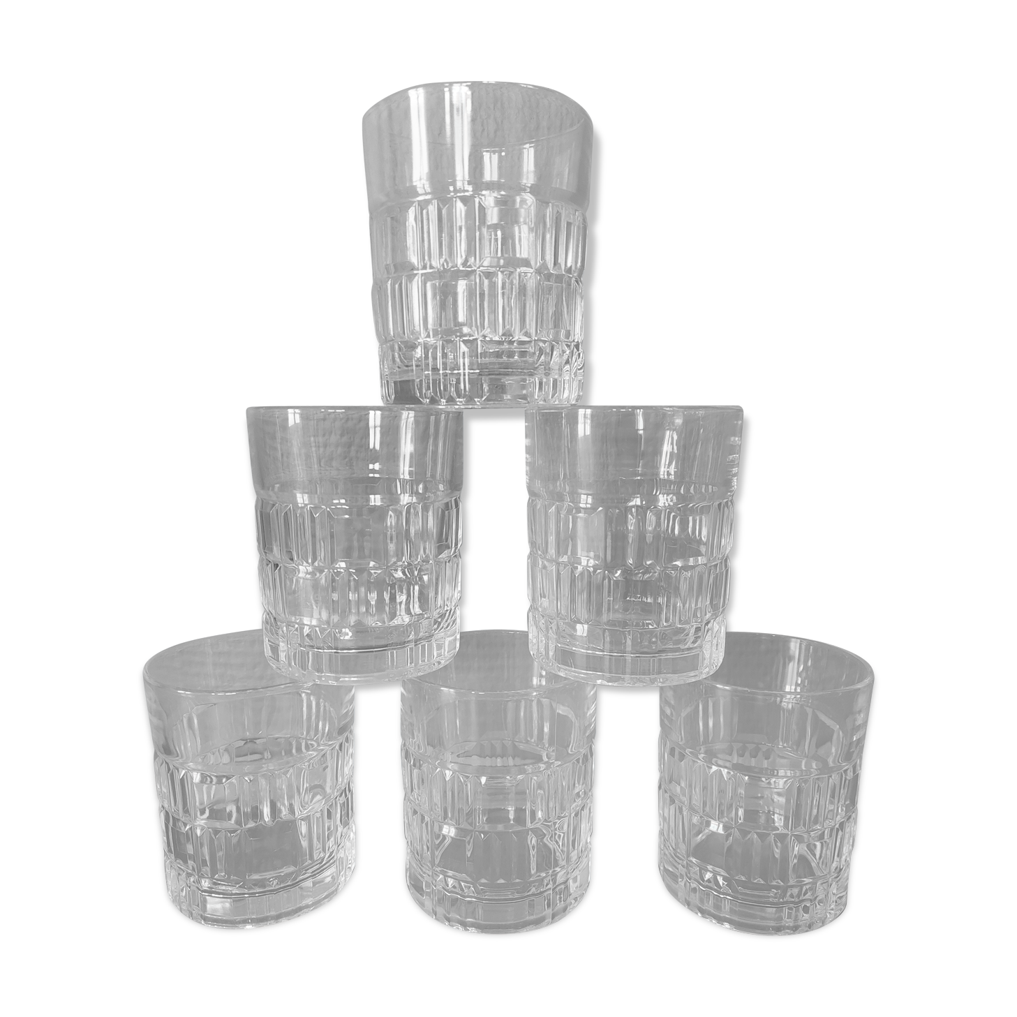 Lots de 6 verres à whisky vintage année 70.