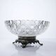 Pressed glass coupe with diamond points, antique from 1920-1950 on a pewter base.
