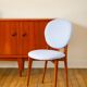 Beech wood chair, reupholstered in baby blue boiled wool, 1950.