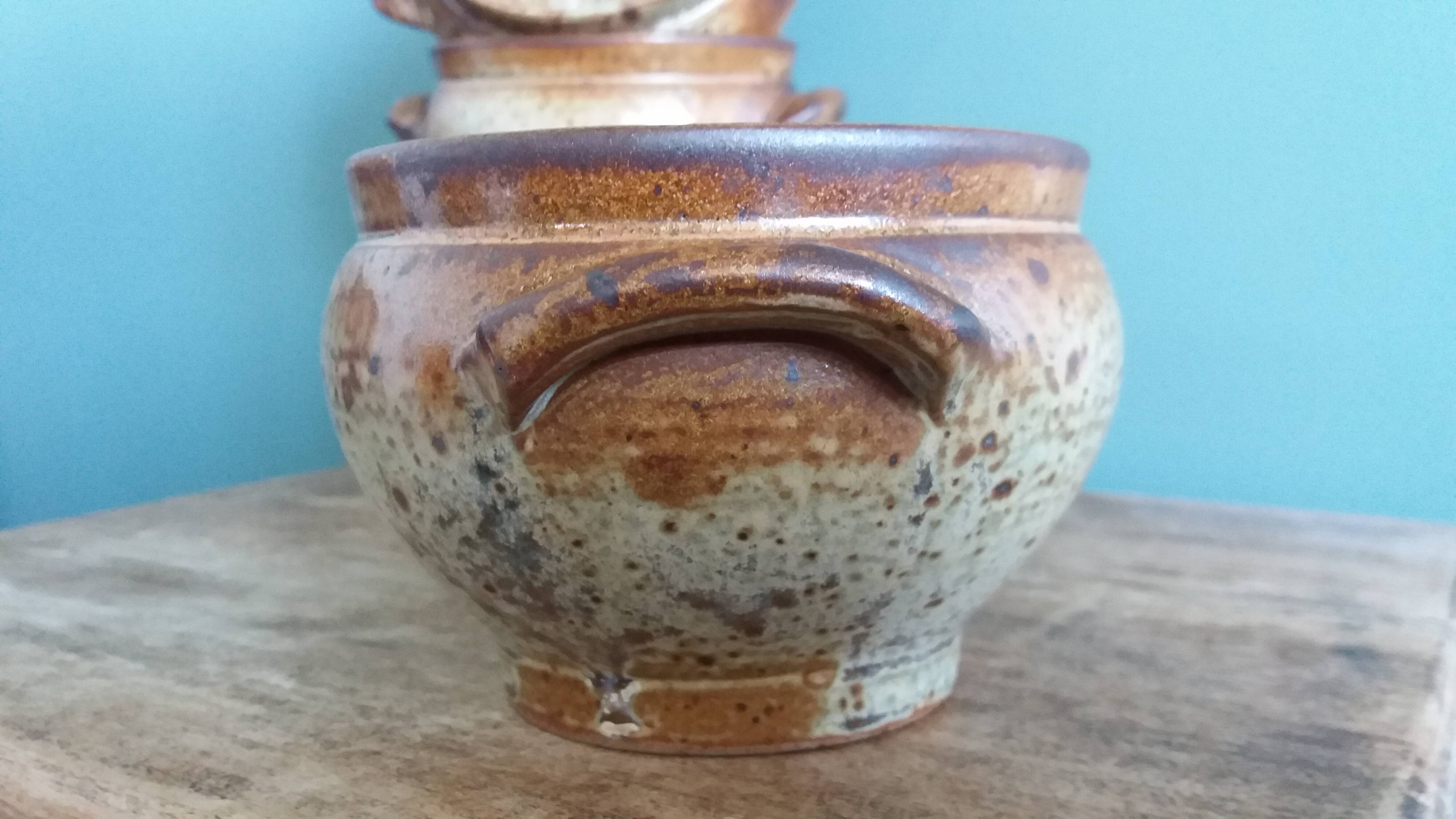 Stoneware soup bowls from Puisaye, signed Jean-Pierre Prud’homme