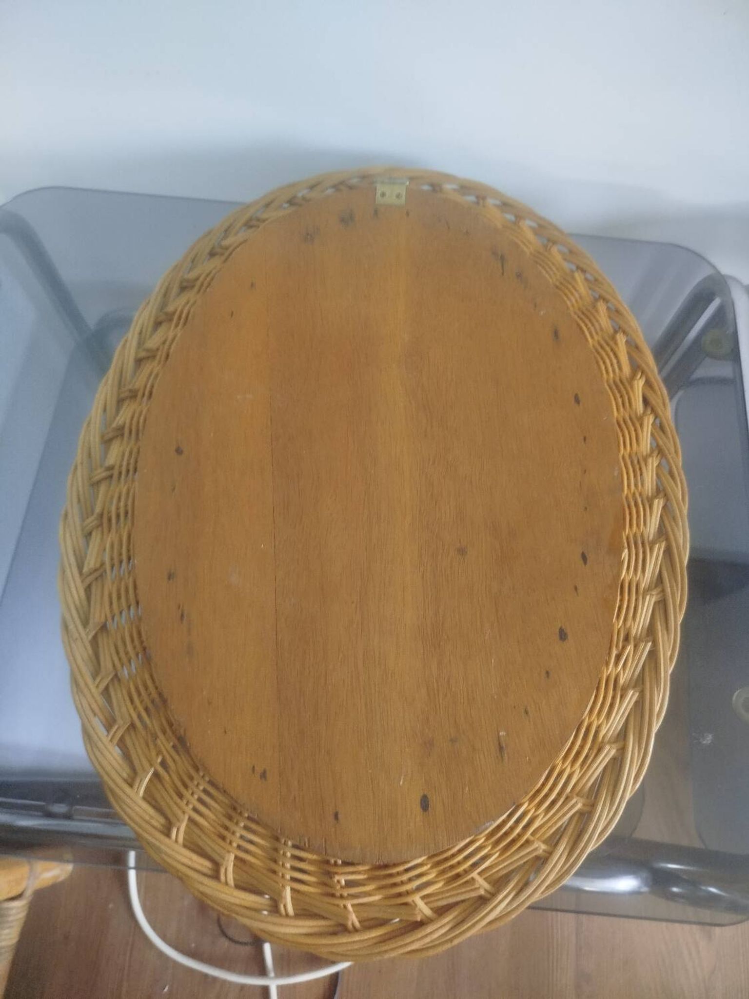 Vintage woven rattan mirror, 1970s