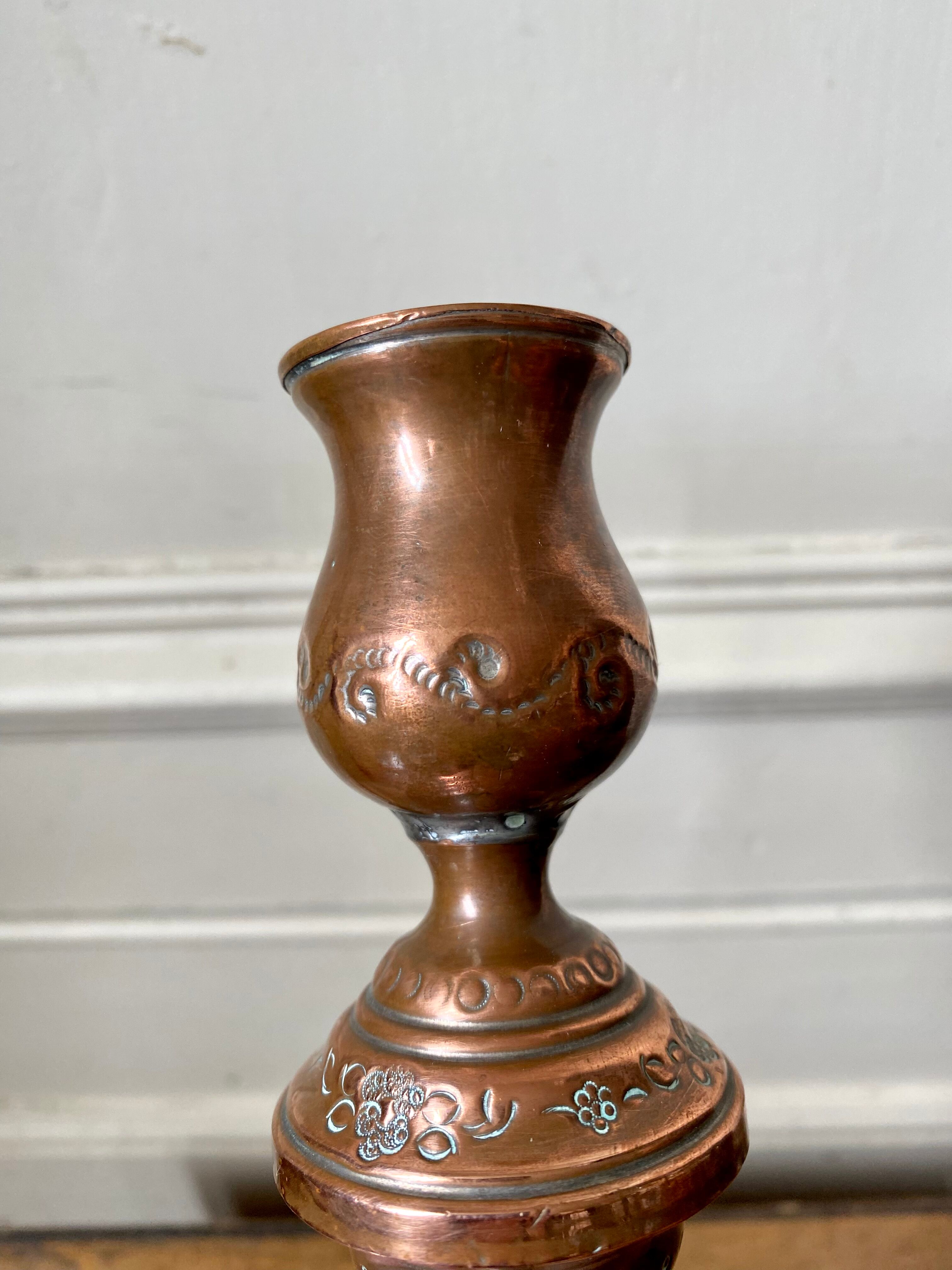 Old copper candle holder