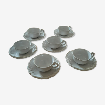 White Moustiers tea cups