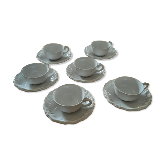 White Moustiers tea cups