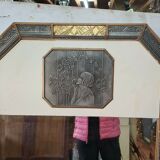 Golden patinated art deco mirror - 160x76cm