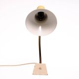 Swan neck lamp, desk lamp, SIS, vintage, brass, beige, 60s