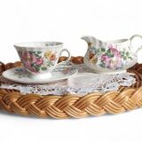 Rustic French Provence Large Round Handled Wicker Tray, France