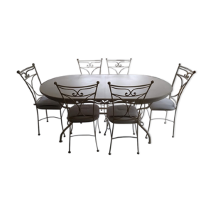 Ensemble table & 6 chaises - blanc