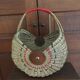 Large antique half-moon rattan basket