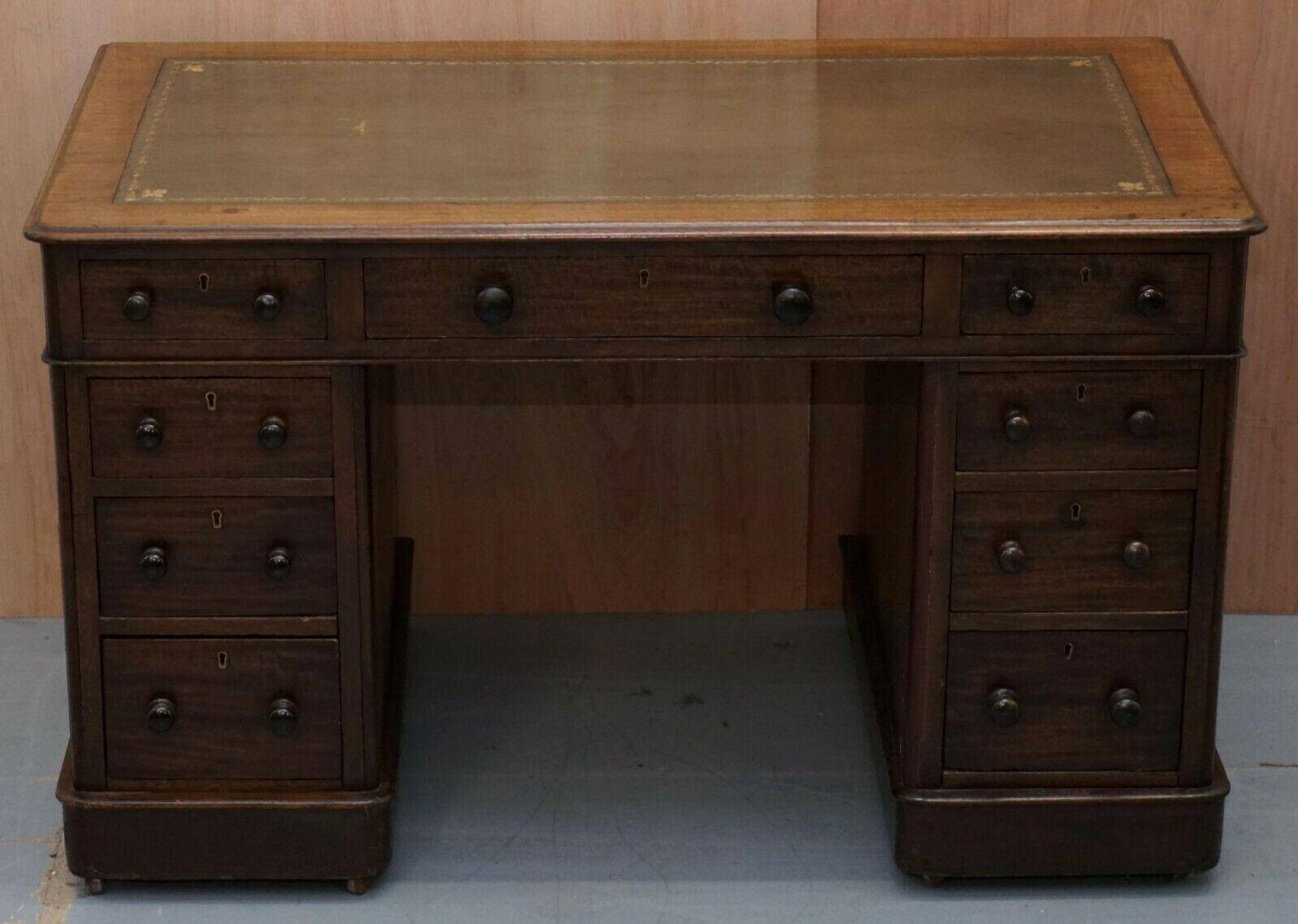 Victorian desk with two columns, hardwood, with VR locks, 1860.