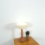 Vintage table lamp marble base with copper and milk glass shade