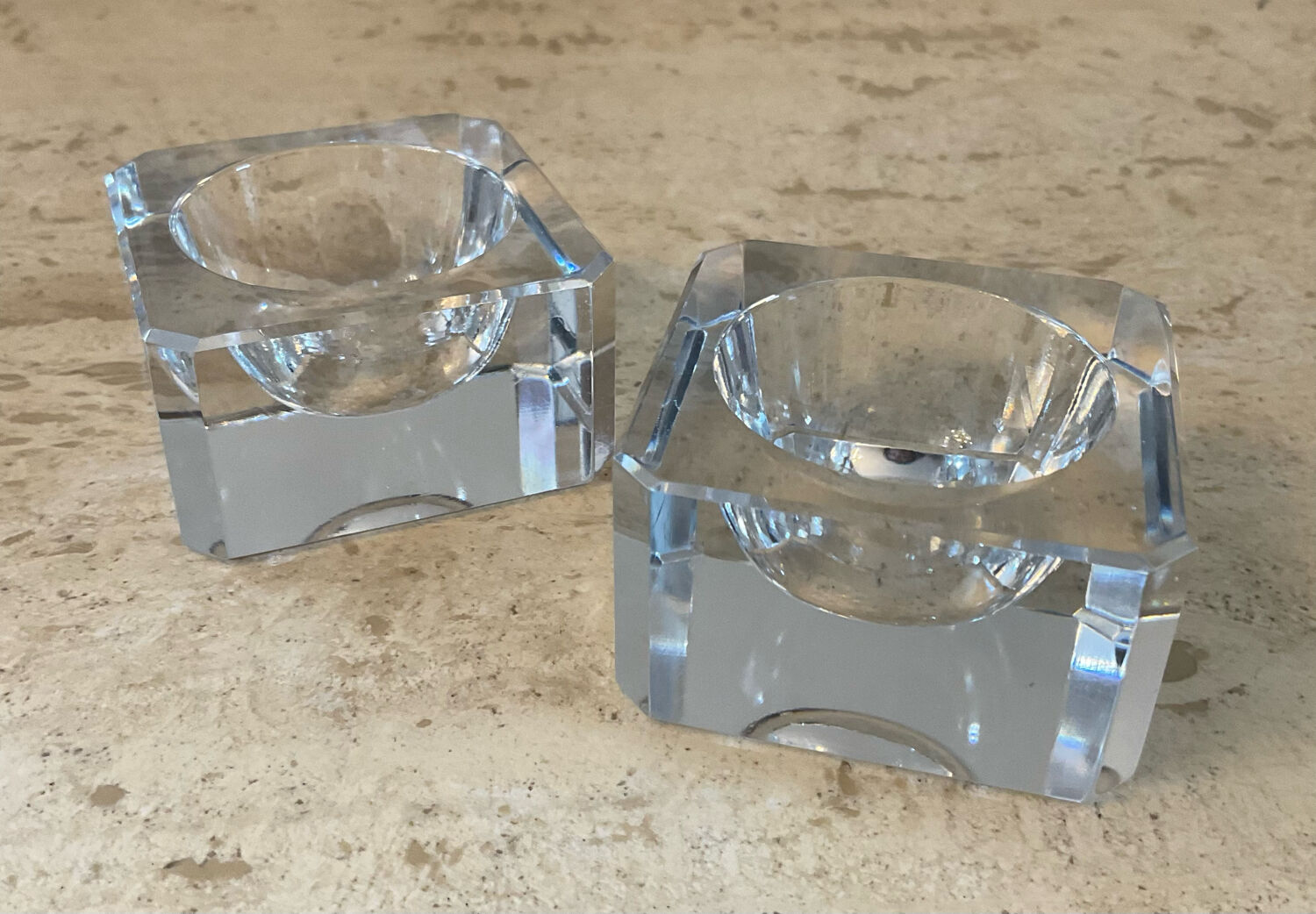 Pair of vintage crystal salerons