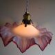 Suspension, abat-jour en verre rose