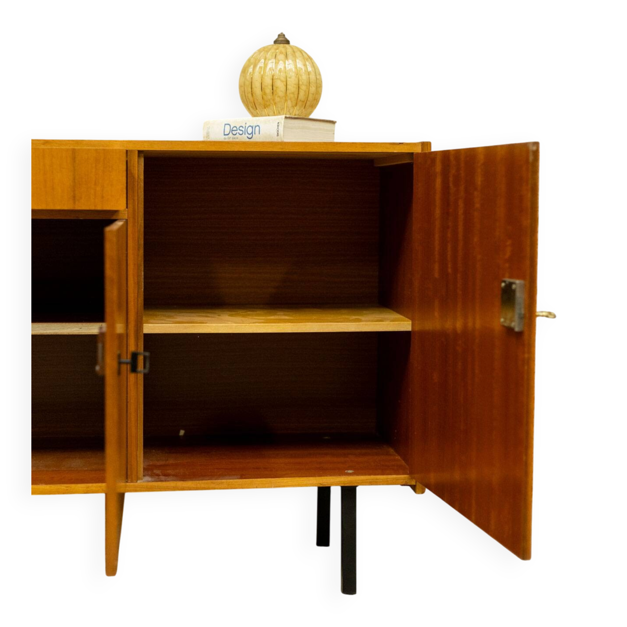 Vintage Scandinavian enfilade with metal legs.