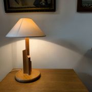 1980s pine table lamp