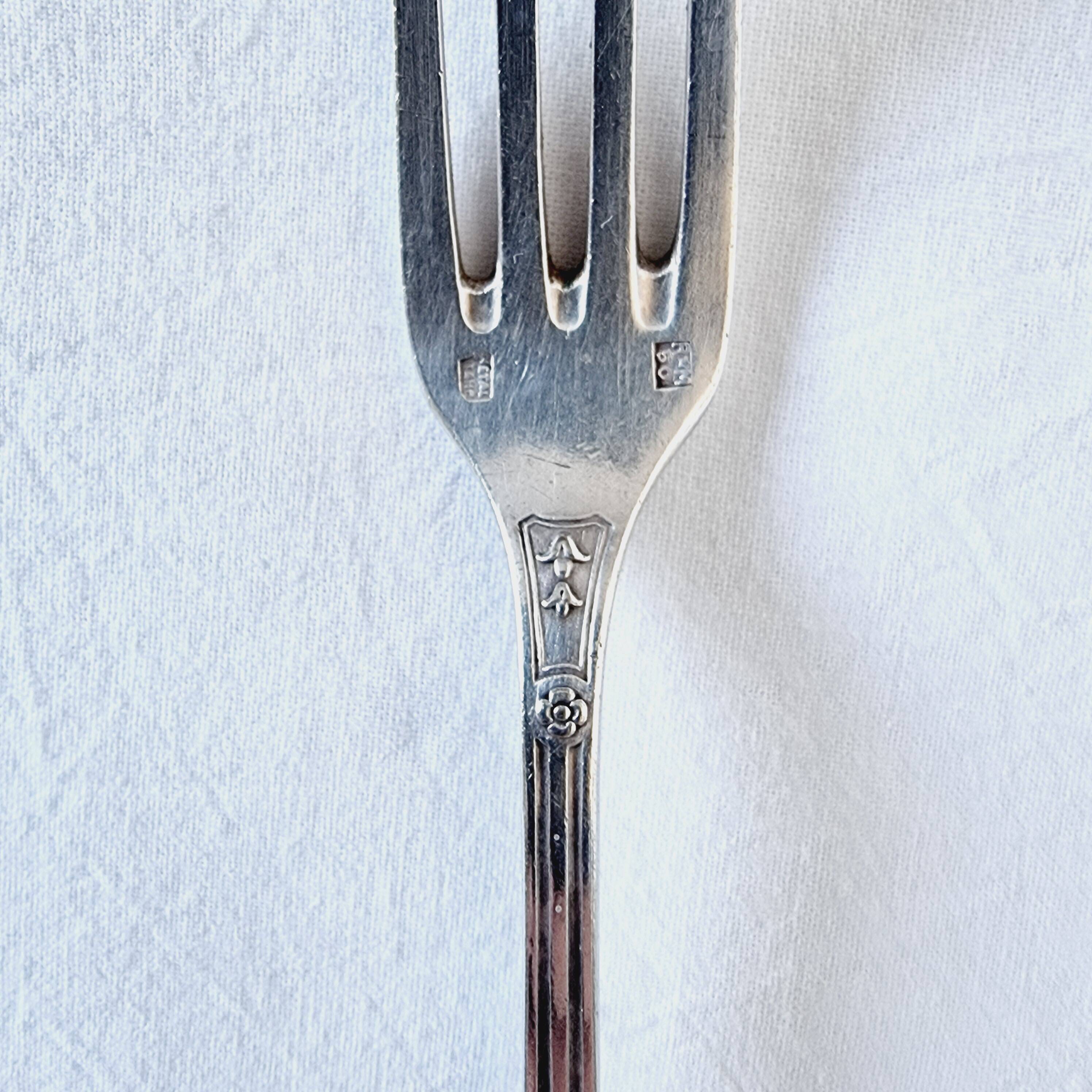 12 FOURCHETTES À dessert métal argenté rubans Rocaille 18,5cm EUR 86,00