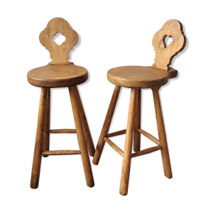 Tabourets de bar en pin pour chalet montagne style savoyard