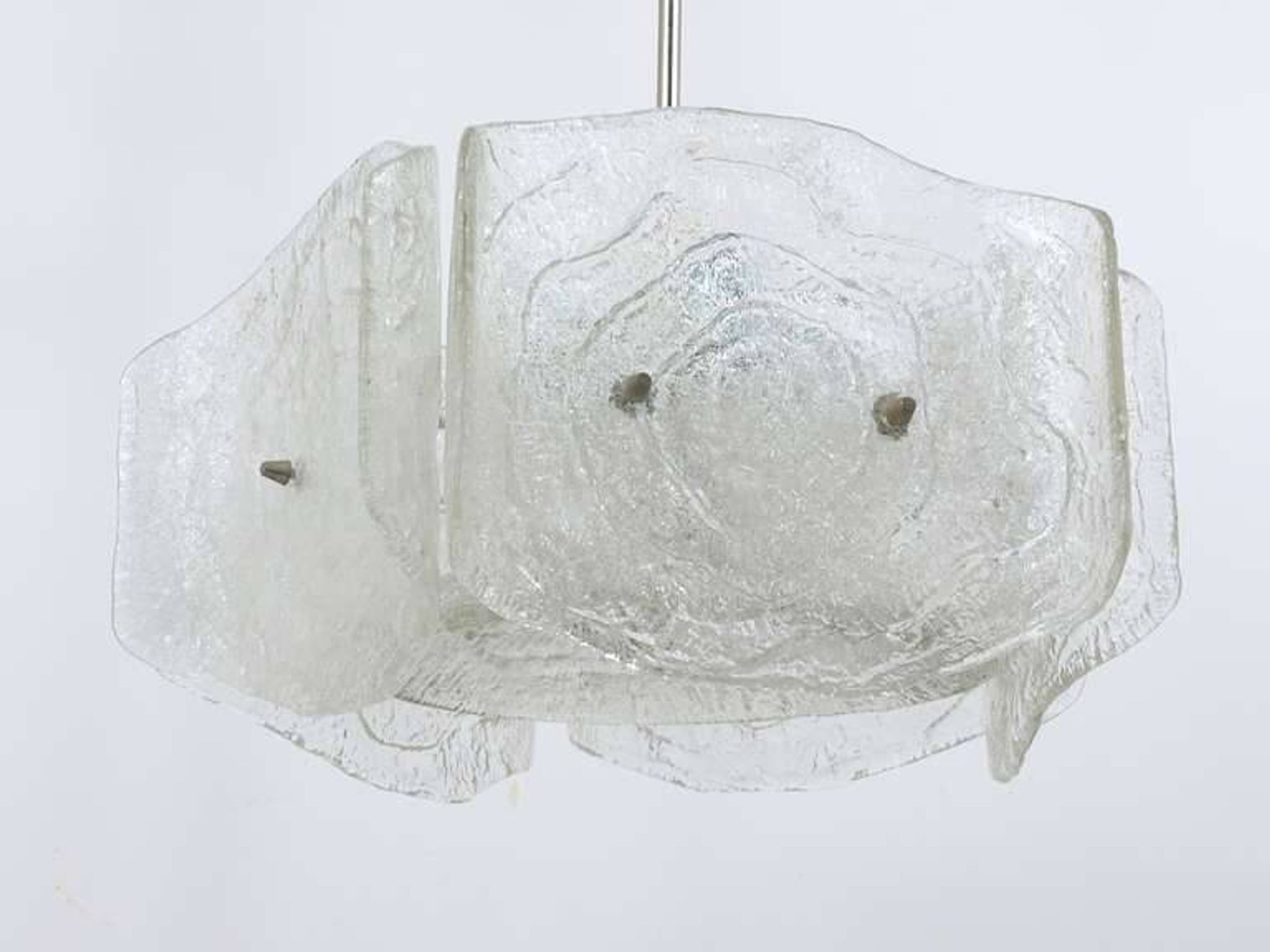 Frosted glass chandelier from the mid-century by J. T. Kalmar, Austria, 1960s.