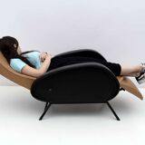 Pair of Marco Zanuso Mid-Century Modern Italian Leather Reclining Armchairs