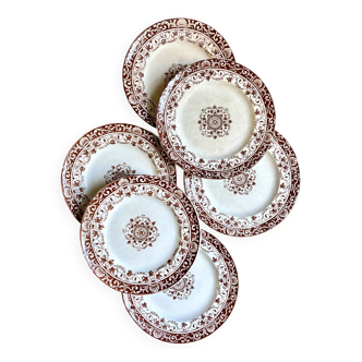6 Jules Vieillard dessert plates in iron earth, "Louis XV" service