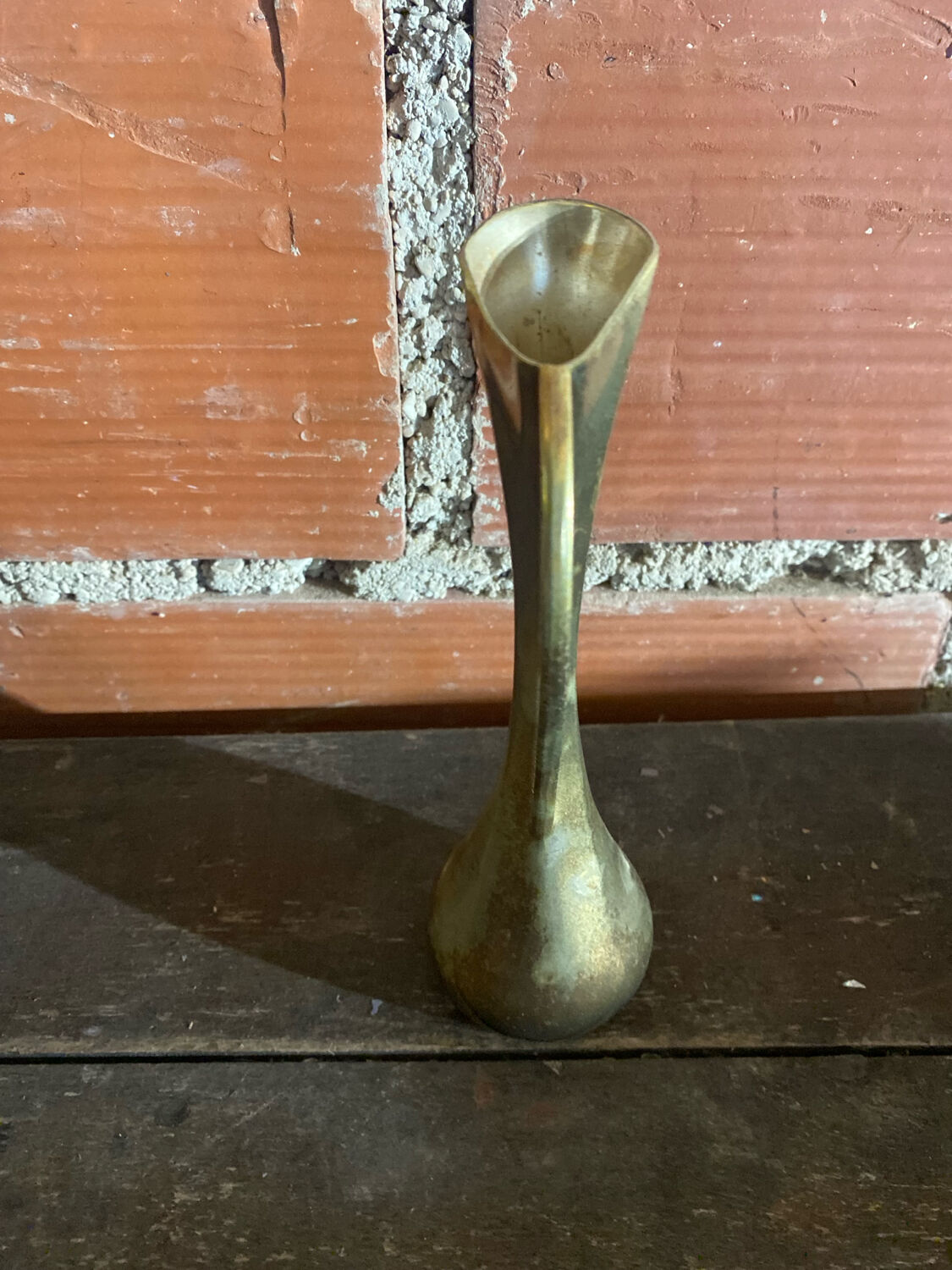 Vintage Gold Metal MCM Bud Soliflore Vase