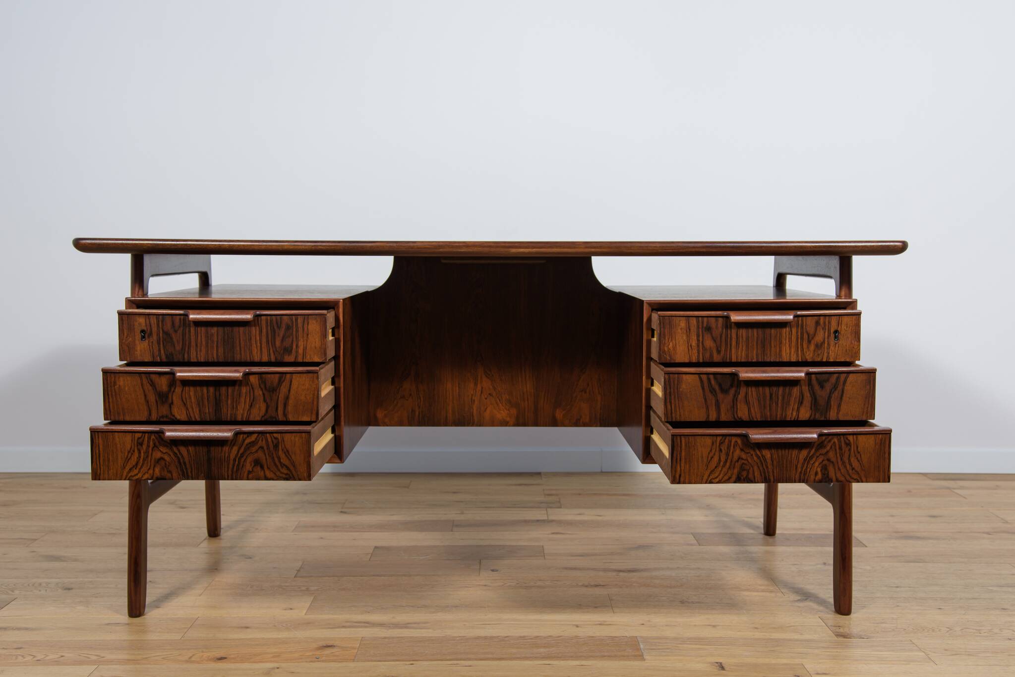 Mid-Century Model 75 Freestanding Teak Desk from Omann Jun, Denmark, 1950s