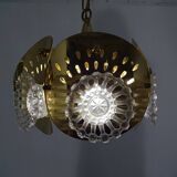 Italian brass and glass ceiling lamp, 1960s