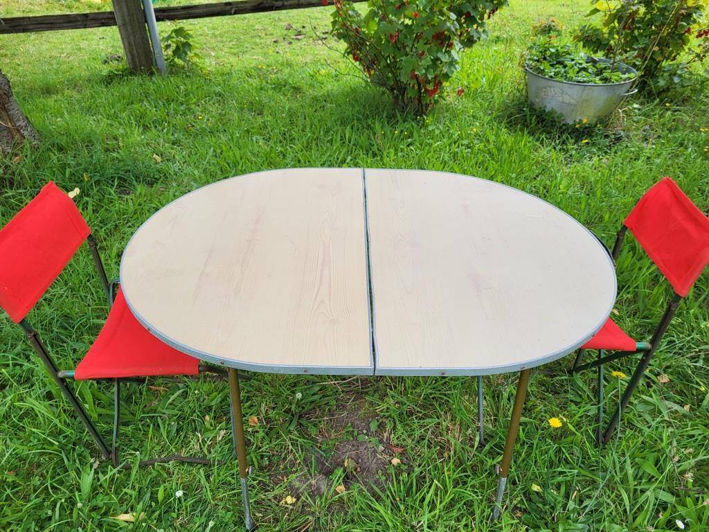 Vintage 1970s folding camping table and chair set
