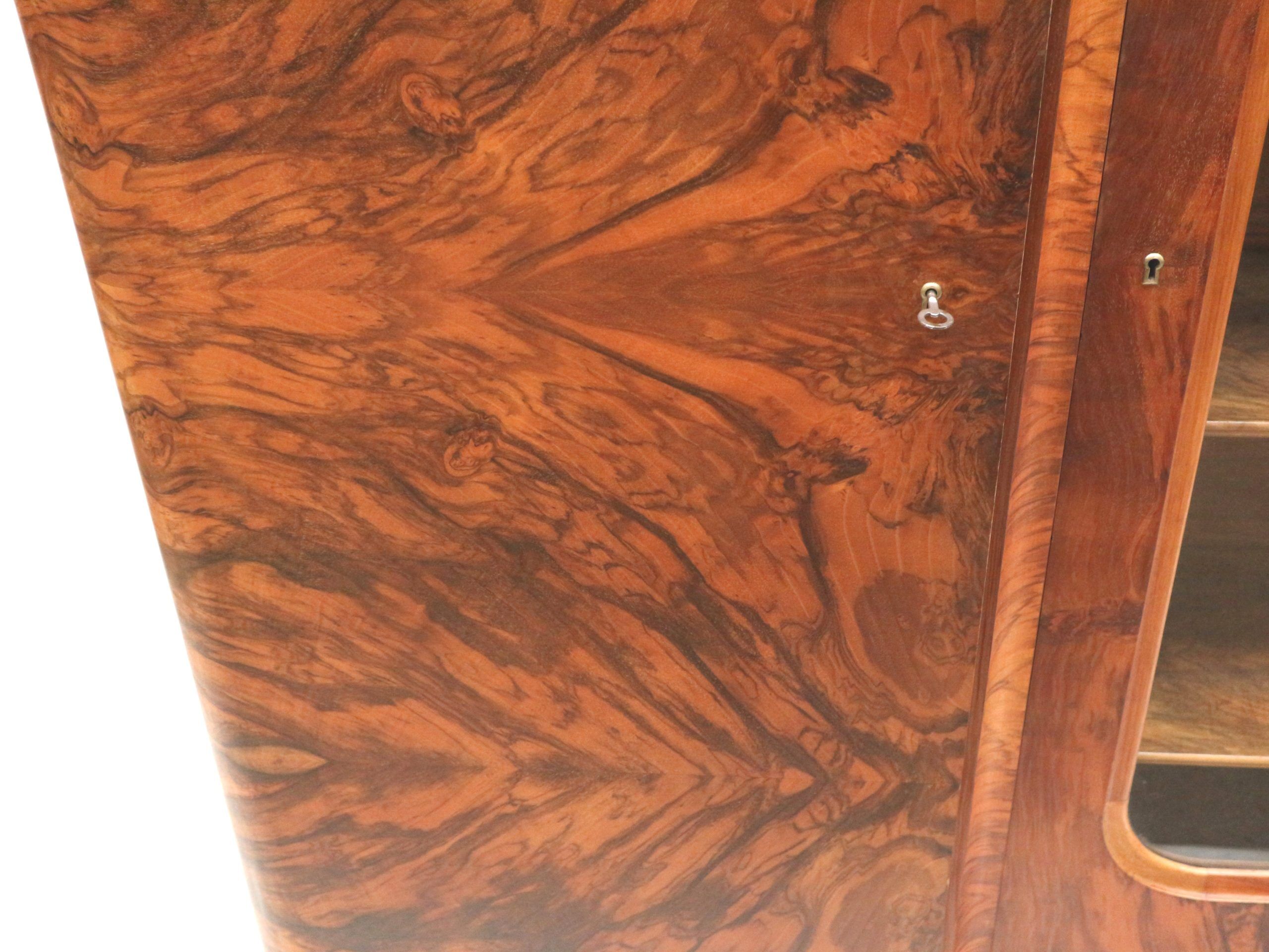 Large vintage burl walnut Art Deco cabinet made in the 1930s