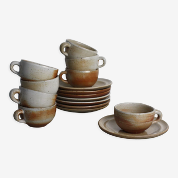 Set of 8 sandstone cups with saucers Sandstone of the Marais