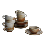 Set of 8 sandstone cups with saucers Sandstone of the Marais