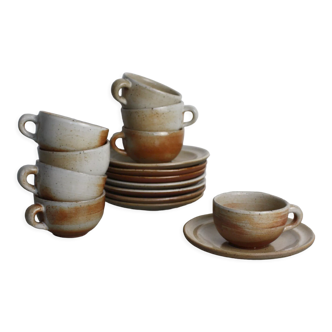 Set of 8 sandstone cups with saucers Sandstone of the Marais