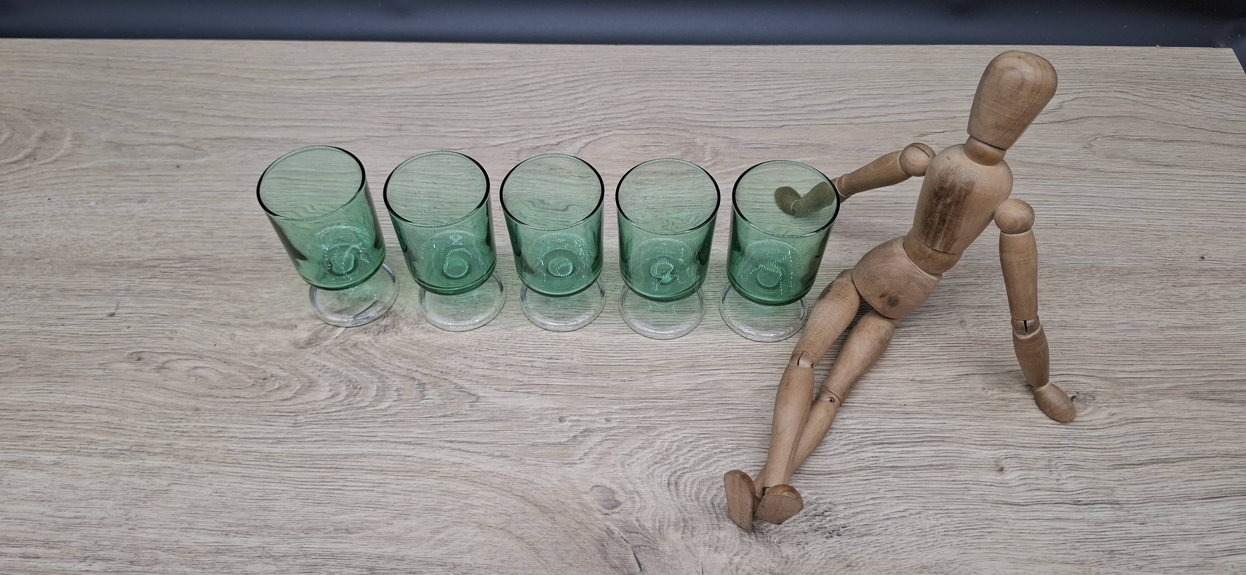 Set of 5 Emerald Green Suede Glasses