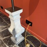 "Balustrade" lamp in terracotta, Ashoka silk shade, pistachio green.