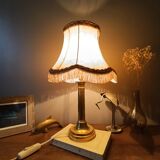chic retro lamp in gold brass, pagoda lampshade imitation leather
