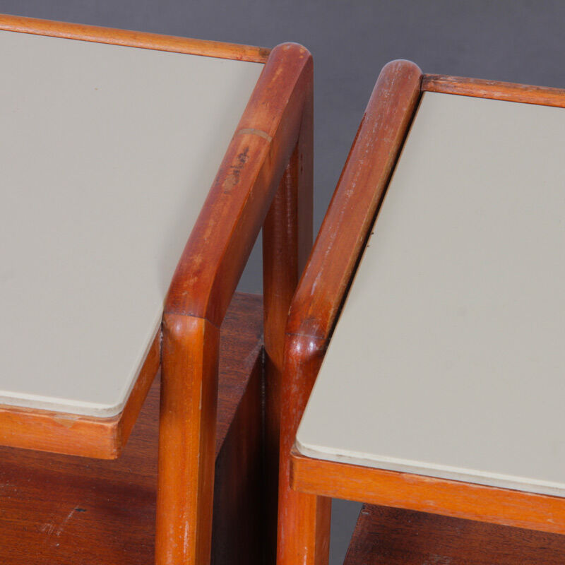 Pair of wooden and opaline bedside tables, edited by Jitona, 1960
