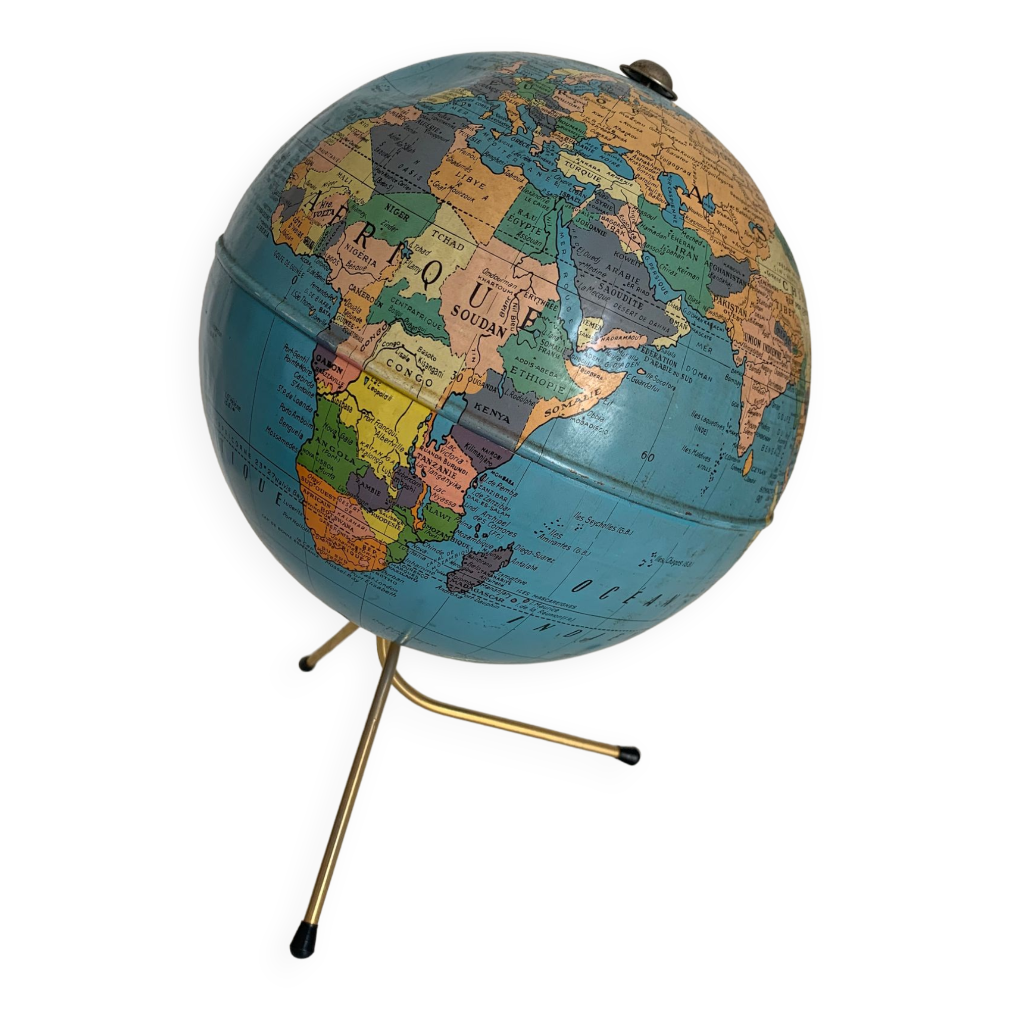 Vintage globe 1960 terrestrial Taride tripod - 28 cm