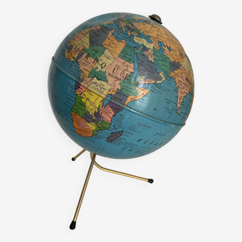 Vintage globe 1960 terrestrial Taride tripod - 28 cm