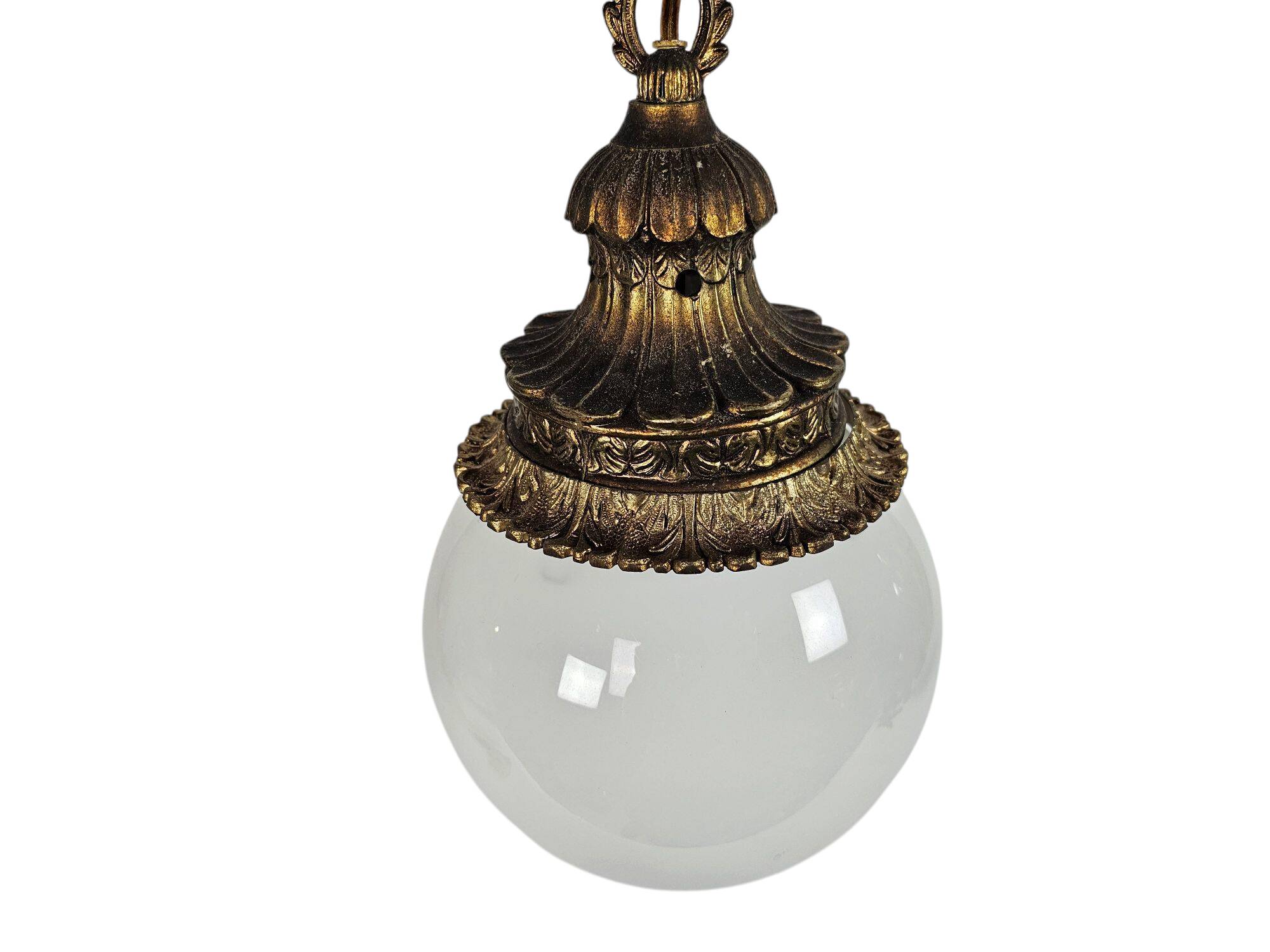 Vintage - Hollywood Regency style - pendant lamp - globe lamp - gold plated