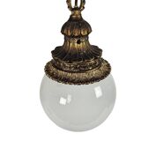 Vintage - Hollywood Regency style - pendant lamp - globe lamp - gold plated