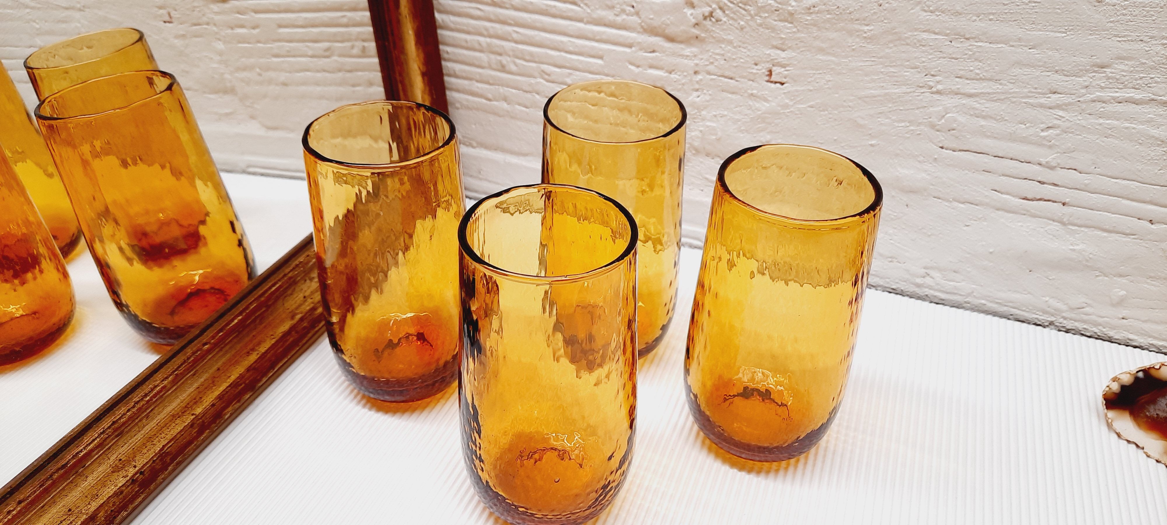 Set 4 amber orangeade glasses